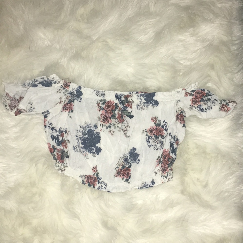 White floral crop top